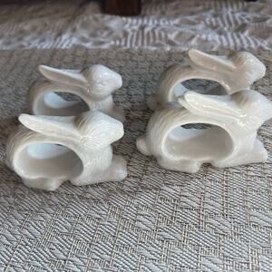 Vintage Shafford porcelain Bunny Rabbit napkin holders set of 4 Taiwan
